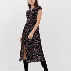 Free People Dress Black Red Flower Print Size 2